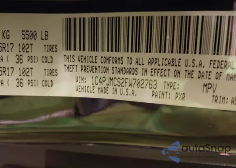 2015 Jeep Cherokee Latitude z USA, uszkodzony, nr VIN 1C4PJMCS2FW702763